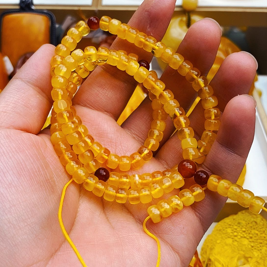 蜜蜡颈饰未镶嵌天然保真假一赔十