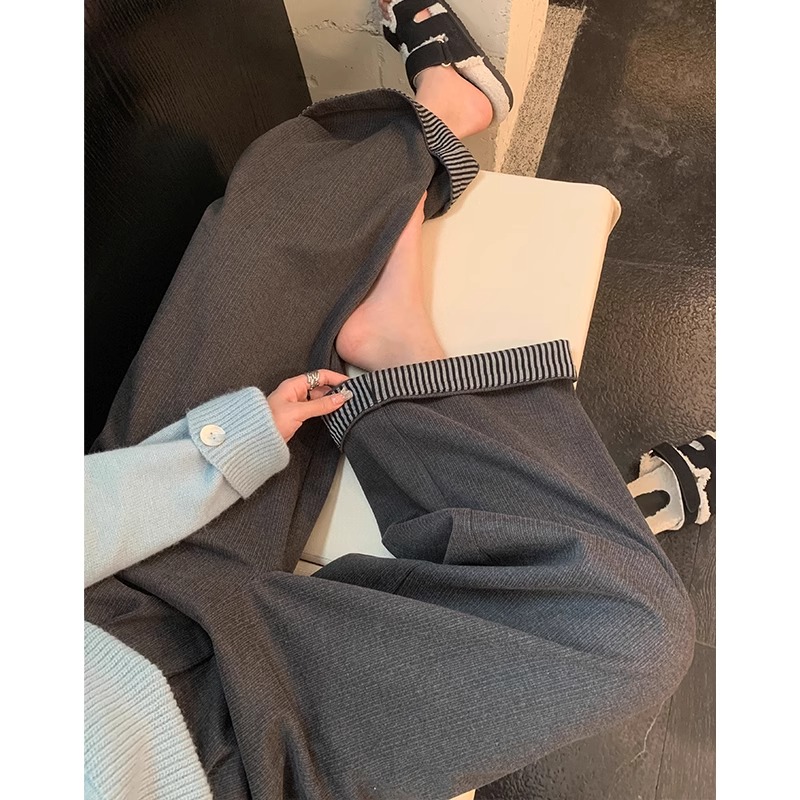孕妇裤子春秋外穿新款宽松牛仔裤设计感显瘦直筒九分阔腿裤女秋季