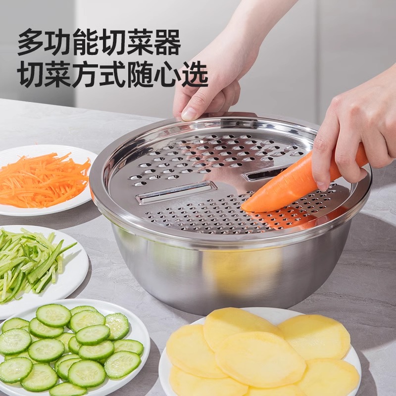 康巴赫加厚洗菜盆优质水果盆不锈钢多功能多用方便家用盆清洗沥水