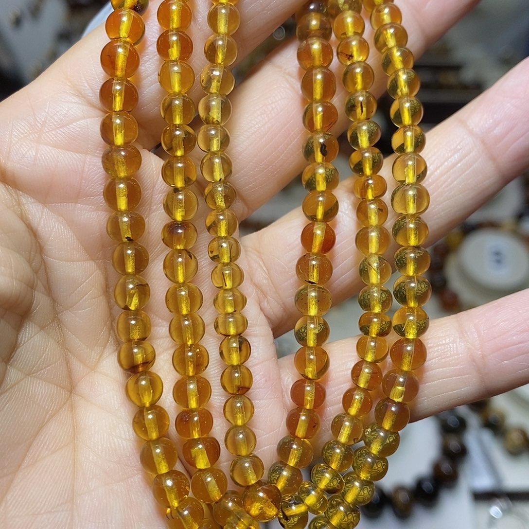 琥珀未镶嵌裸石150粒金珀5m
