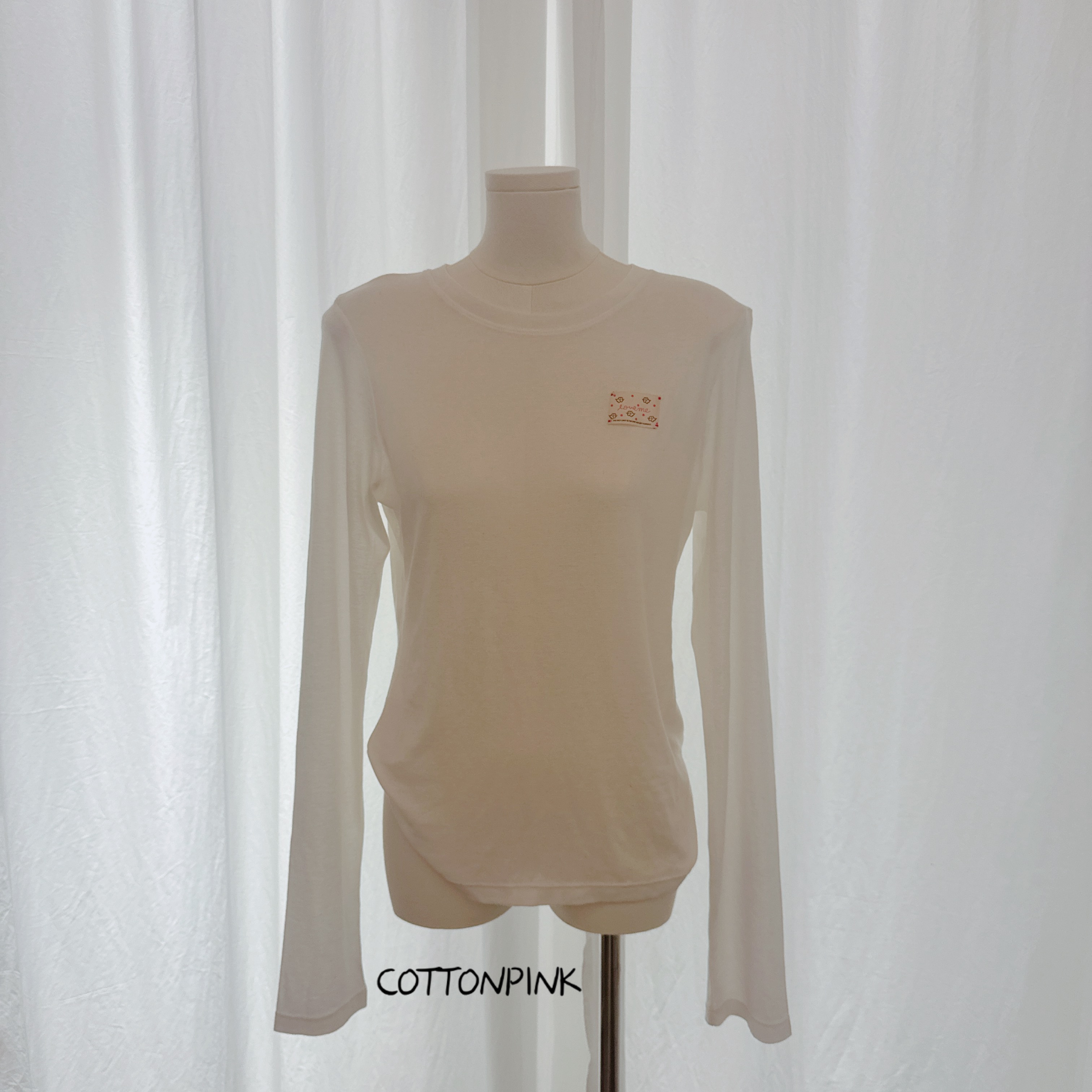 COTTONPINK女装纯色简约打底T恤修身圆领休闲风百搭长袖上衣女