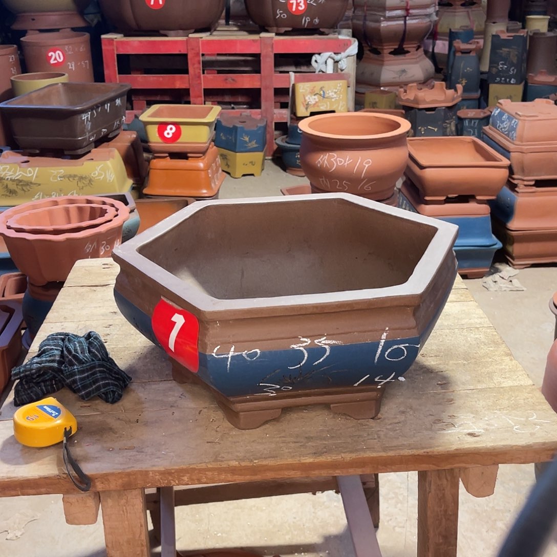 紫砂花盆六方盆一个