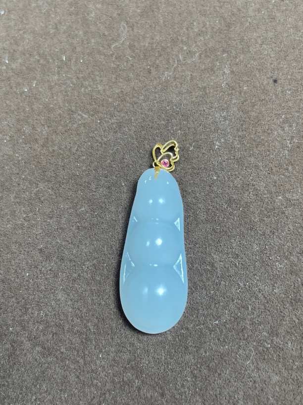 尚太优选品鉴 和田玉镶金扣头福豆 挂件吊坠