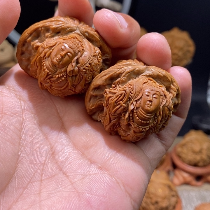 核桃把件朱*敏纯手工雕刻文玩核桃