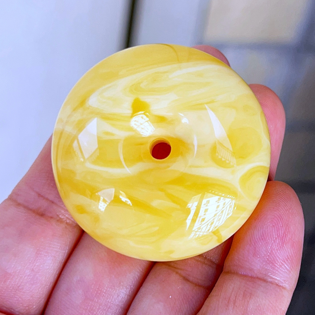 焦皮料白花蜡平安扣