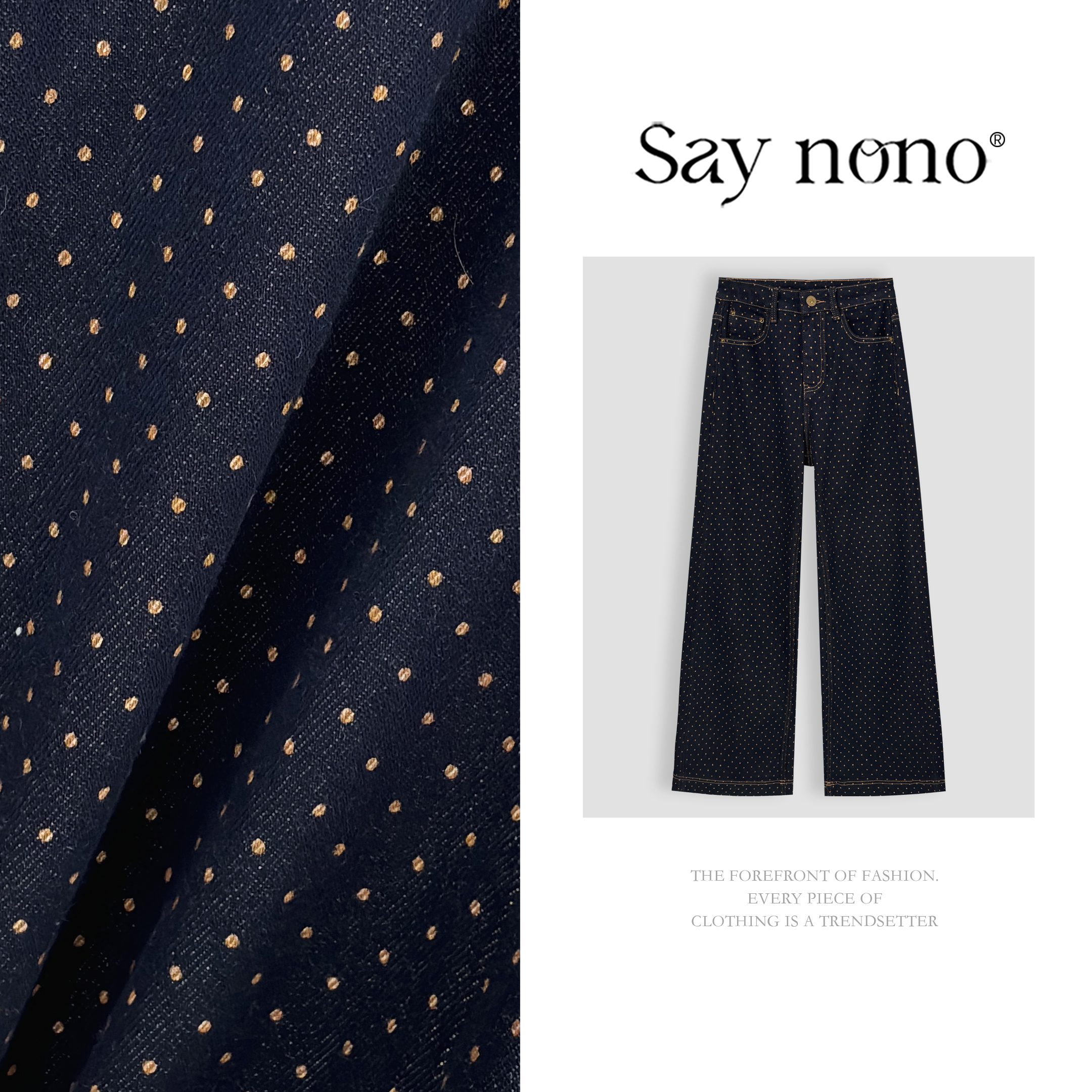 懒猫nono│Saynono 时尚气质高腰复古印花百搭休闲牛仔裤 GZ0751MY