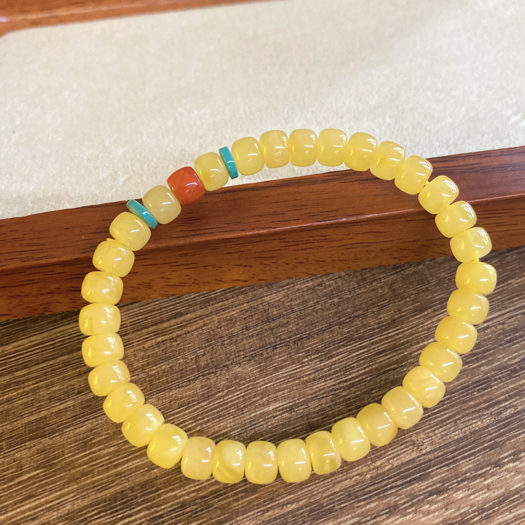 蜜蜡手串，6.3mm。