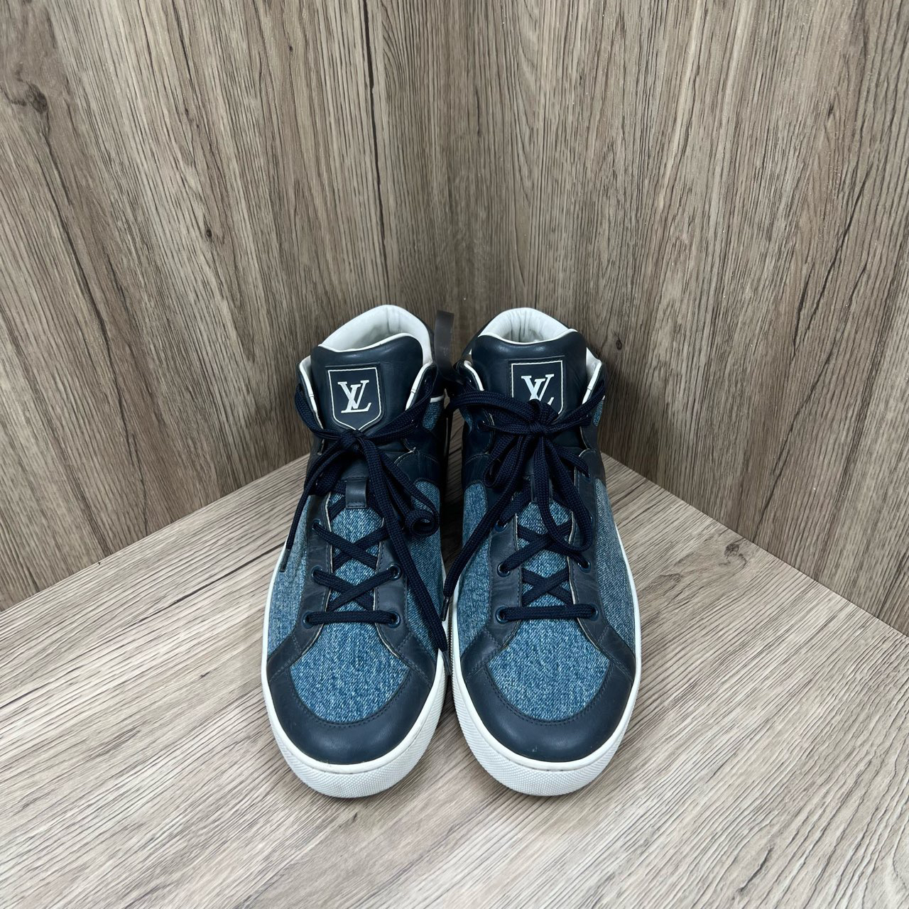 95新 LouisVuitton/路易威登 蓝色牛仔拼接中帮板鞋 42.5码/95新