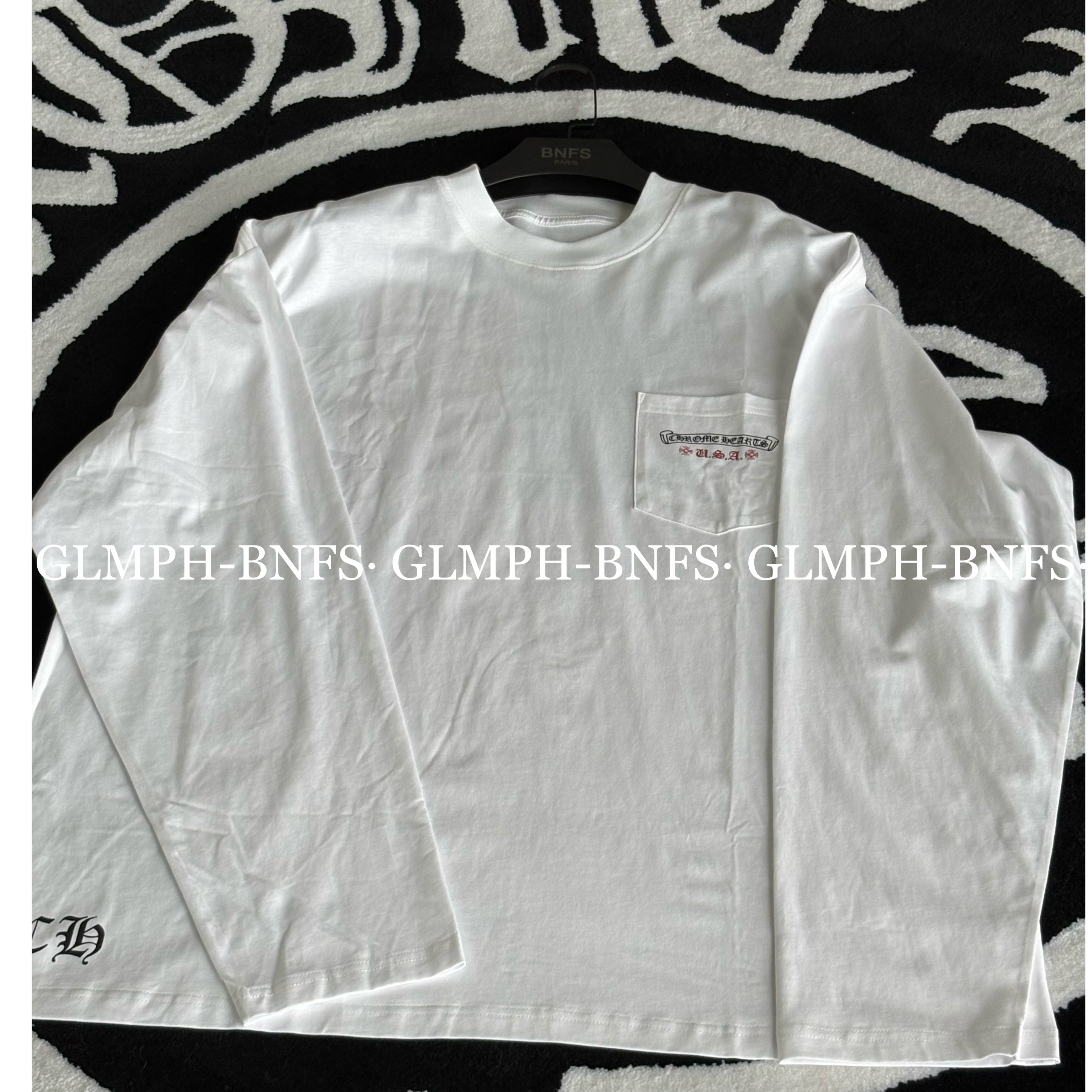 GLMPH-BNFS【米兰克罗】小众印花宽松圆领长袖休闲百搭上衣-1102