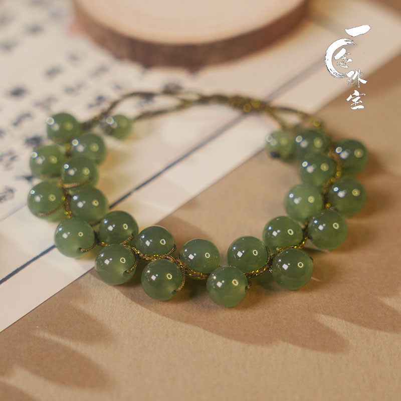 一念珠宝【海棠手链】天然和田玉 |手编 |*高冰料手串*多样性发一