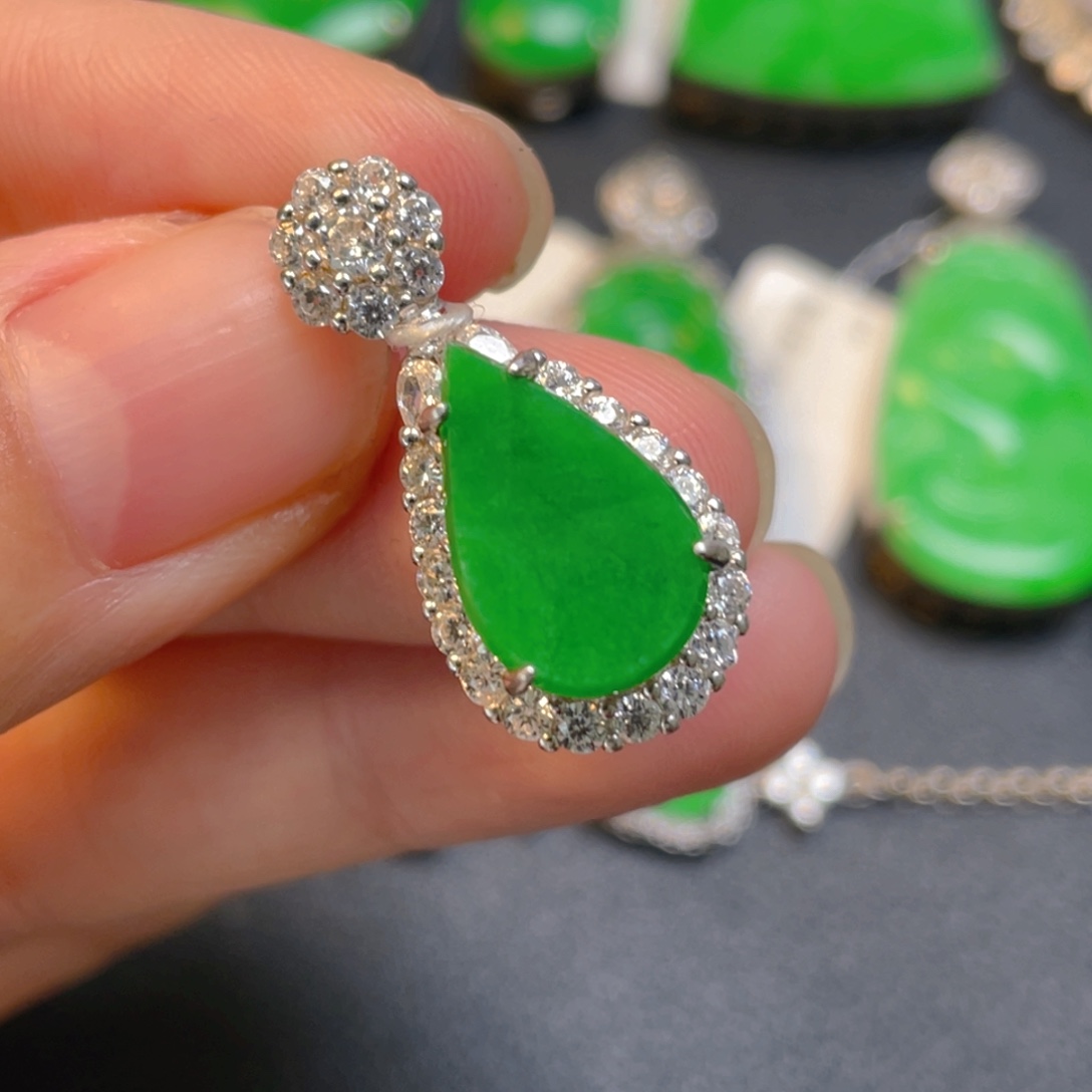 翡翠银S925镶嵌吊坠(不含链)