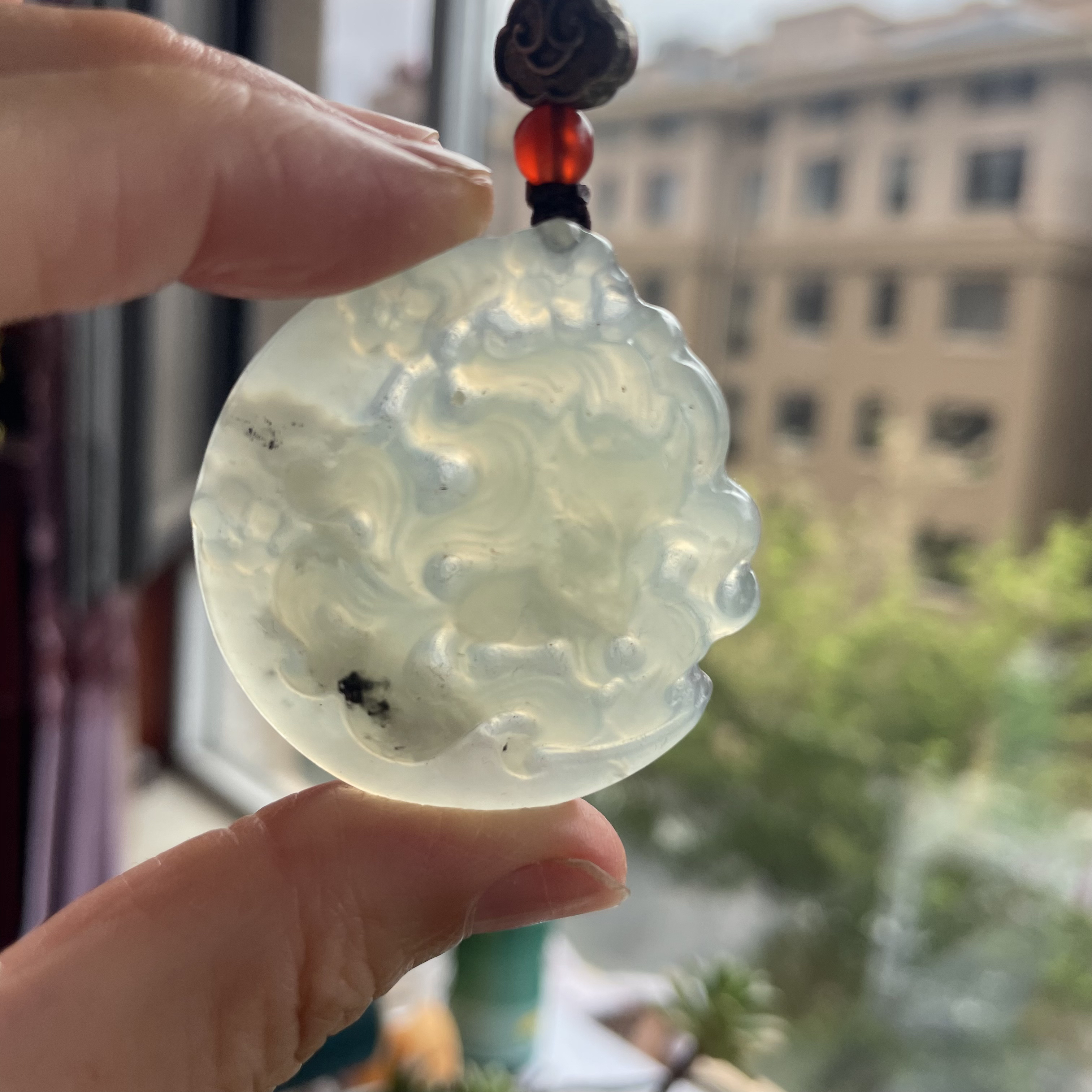 岫玉九尾狐吊坠项链