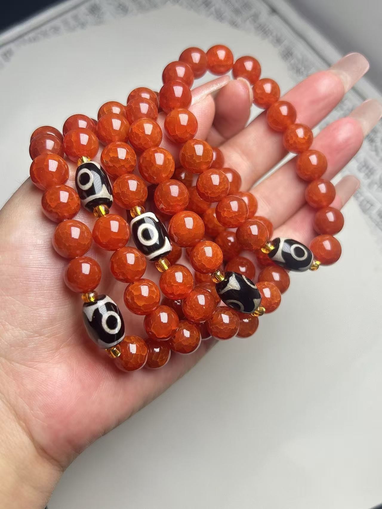 巴西龙纹红玛瑙卡10单圈正品手链(拍一发一 不配证书)