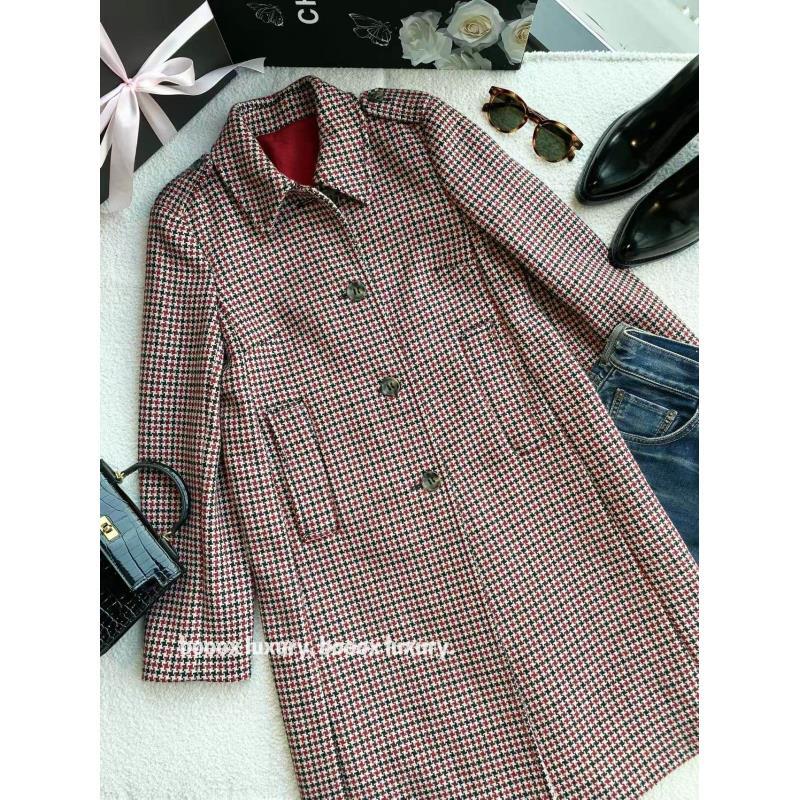 95新 Valentino/华伦天奴   xw184 羊毛 格纹羊毛大衣 36码 微瑕