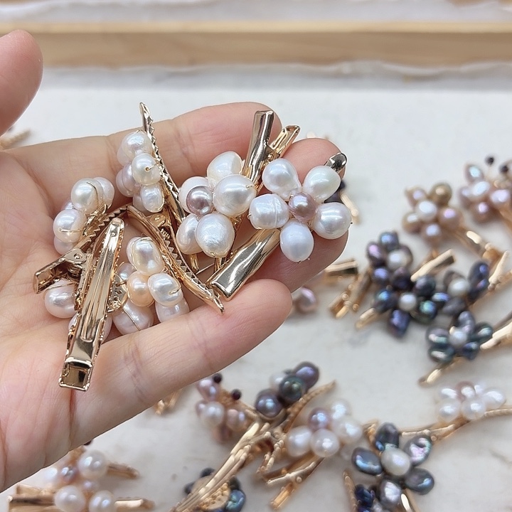 淡水珍珠发饰银S925镶嵌