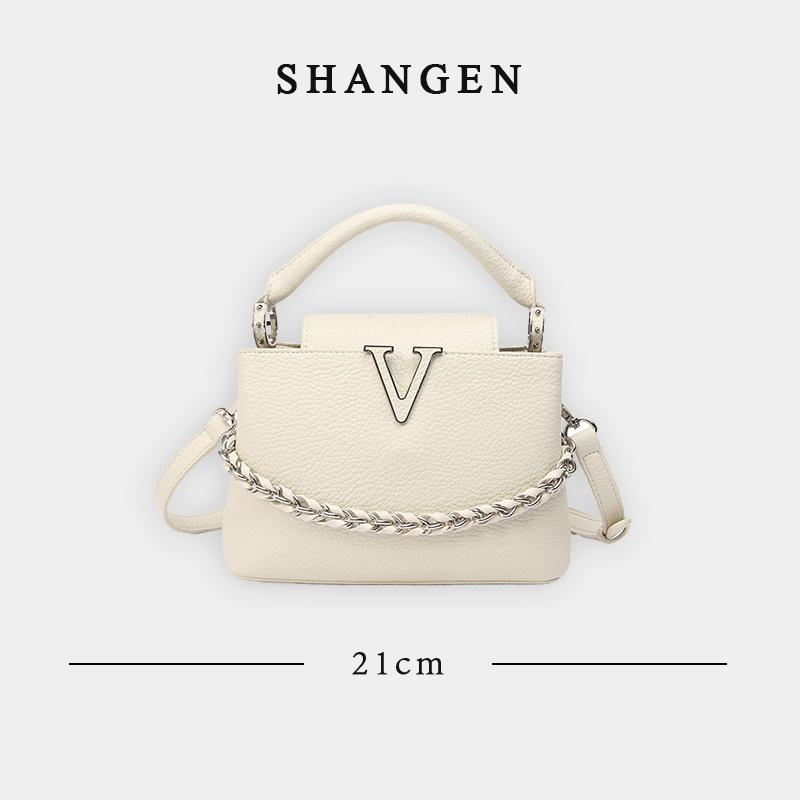 【尚恩CC】SKL-7527-米白-轻奢时尚女士新款手提单肩斜挎包