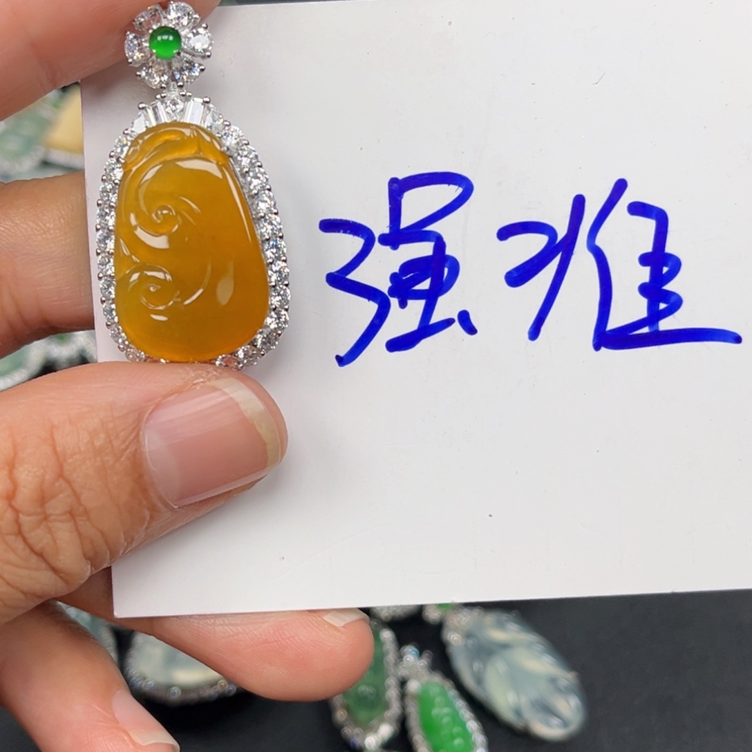翡翠银S925镶嵌吊坠(不含链)