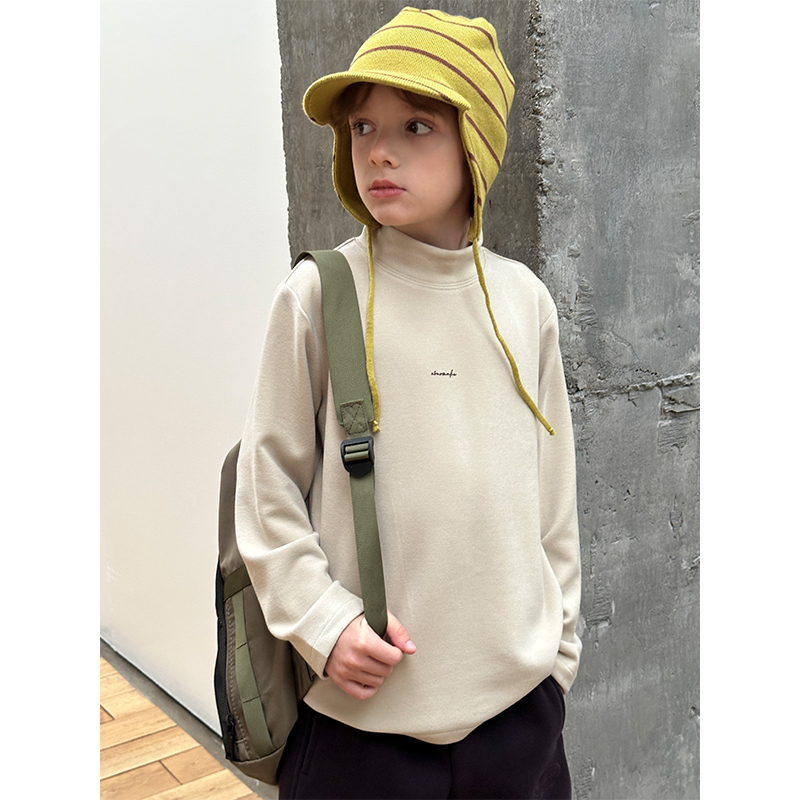 Mast亲子装保暖小半高领暖姜绒打底衫2025新款秋冬青少年中大童