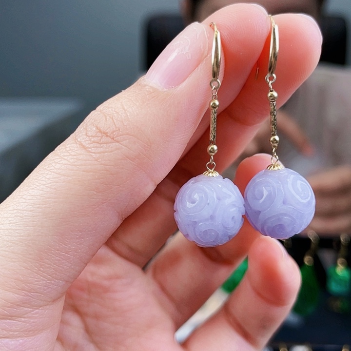 翡翠耳饰18K金镶嵌饰品