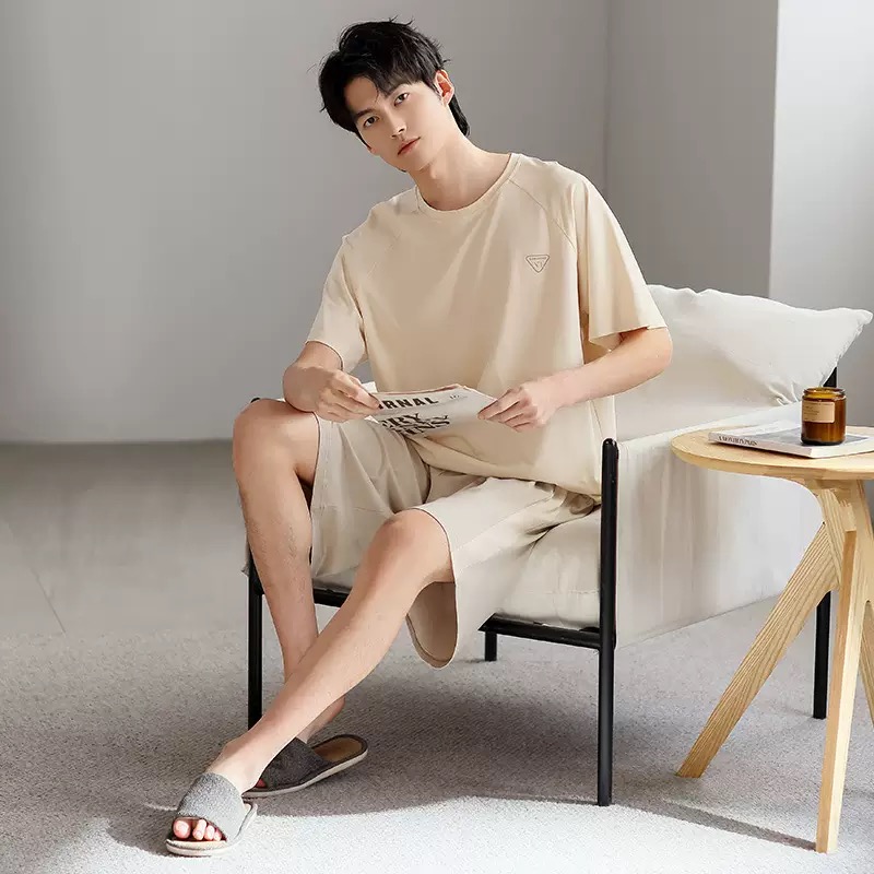 男士夏季薄款短袖短裤睡衣套装可外穿休闲家居服