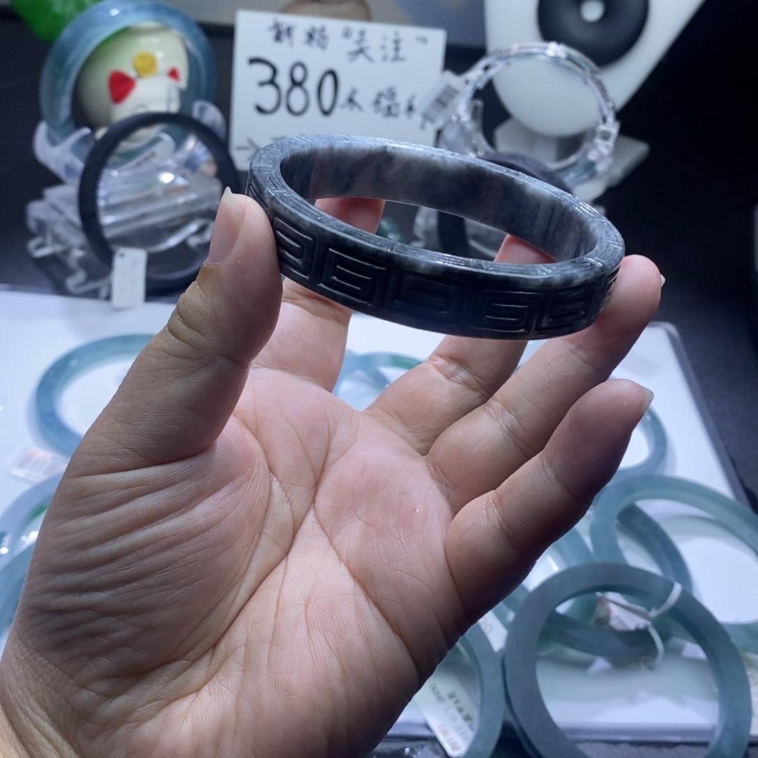 定制翡翠未镶嵌成品买断烟雨灰乌鸡雕刻回纹