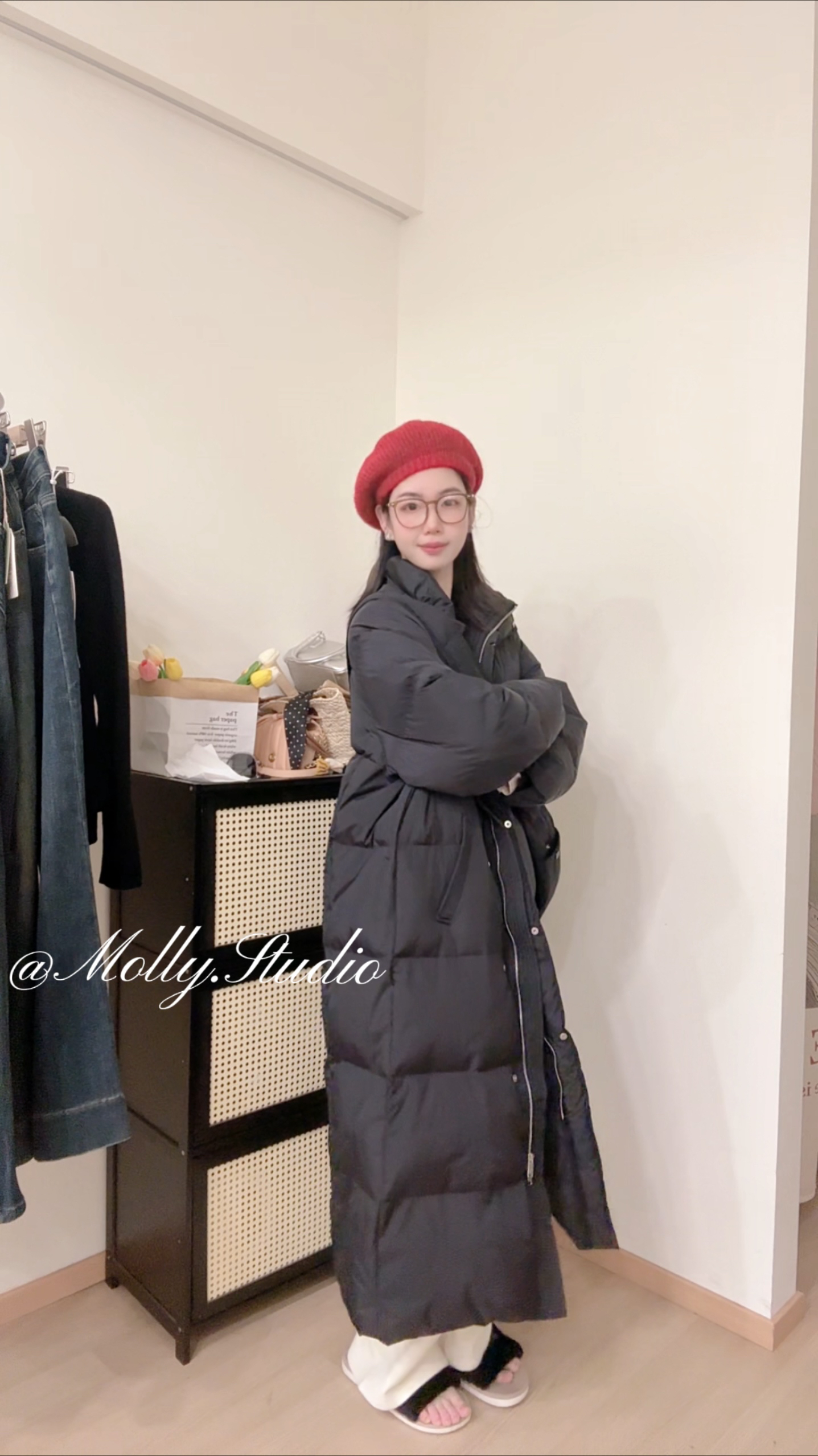 长款90白鸭绒羽绒服带羽绒包