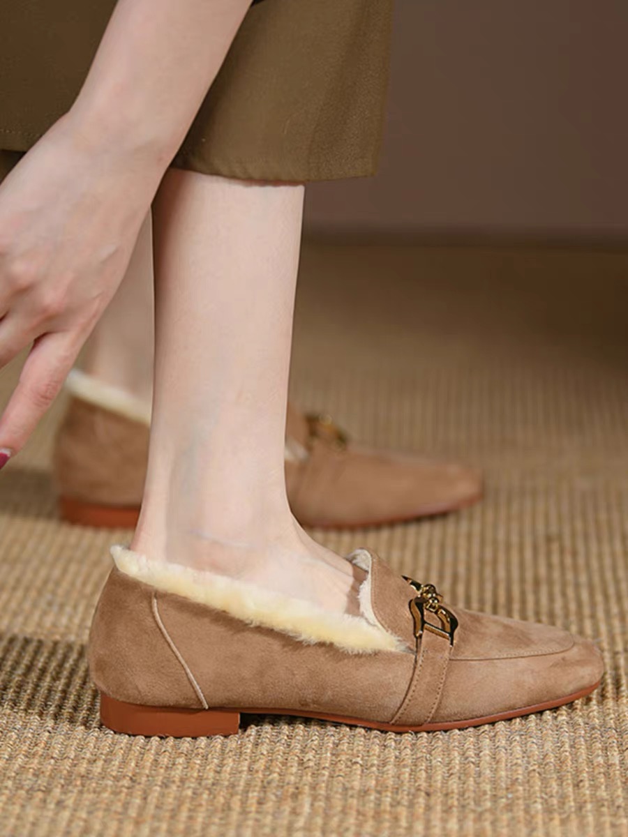 3083杏色羊毛内里乐福鞋