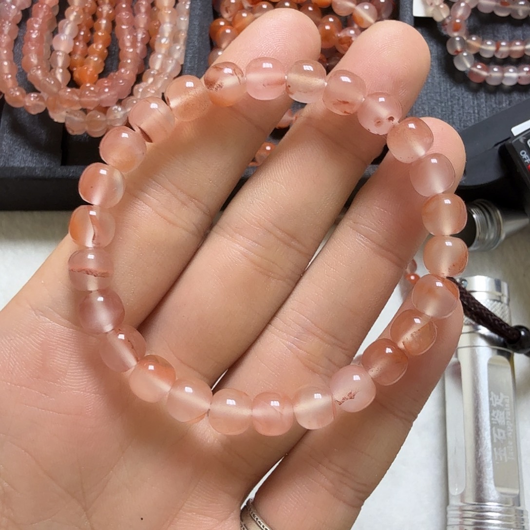 南红玛瑙未镶嵌川料瓦西原矿无优化老邢飘花8mm19g