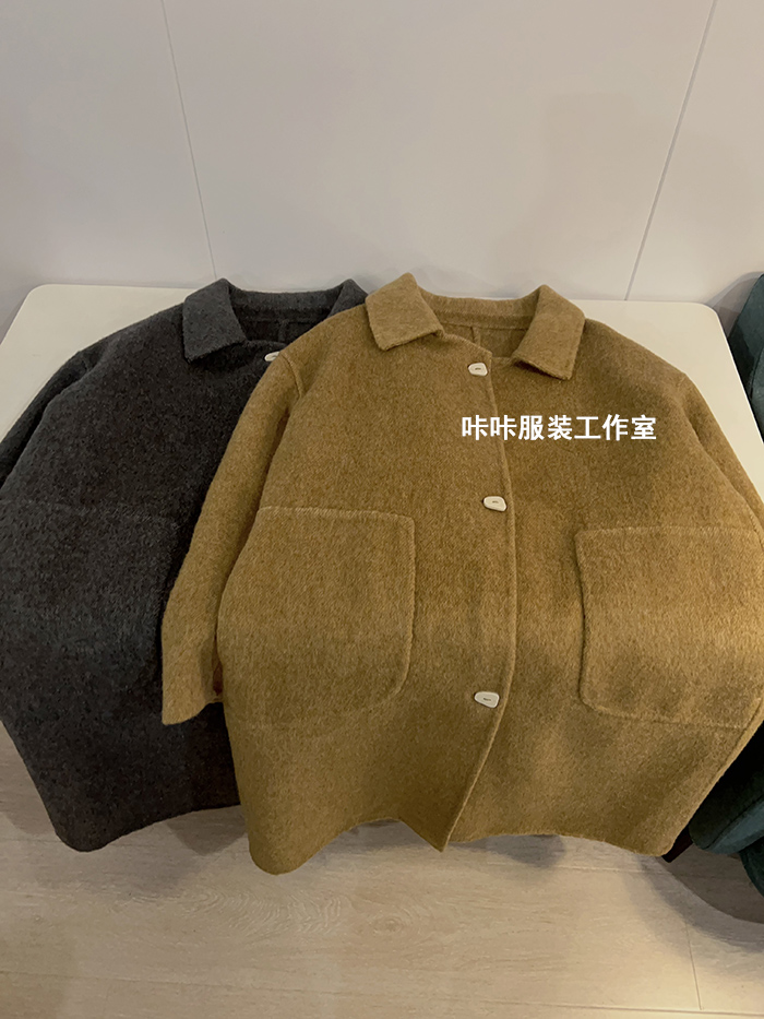 REKAYYAT”慕斯“韩版简约个性百搭高级感双面天丝羊毛大衣外套