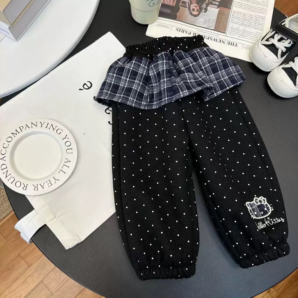 女童韩版森系加绒花边百搭束脚裤C1