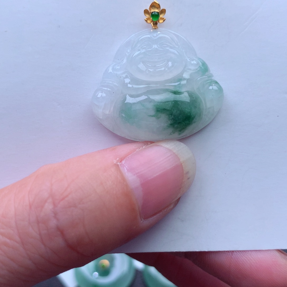 翡翠吊坠(不含链)18K金镶嵌