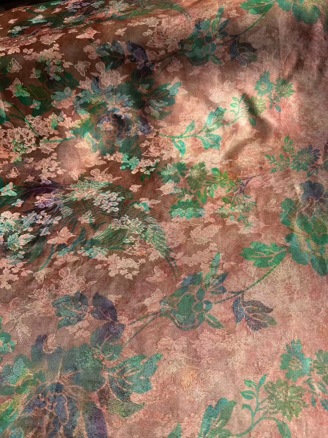  [丹绮]高档新中式香云纱花萝提花裙装旗袍面料（开裁不退换）