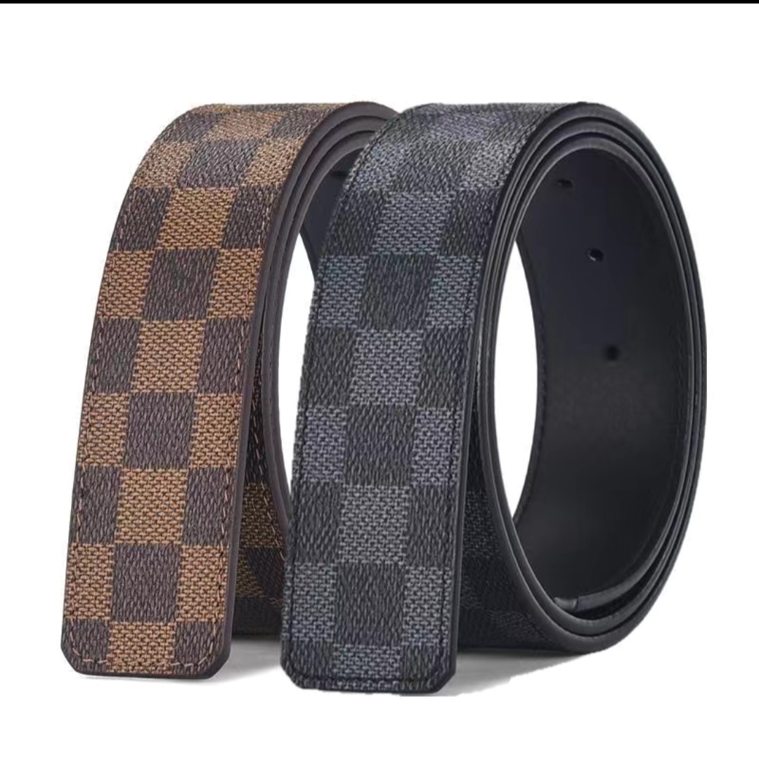 4.0男士高档头层牛皮休闲时尚真牛皮皮带潮流百搭经典奢侈格纹