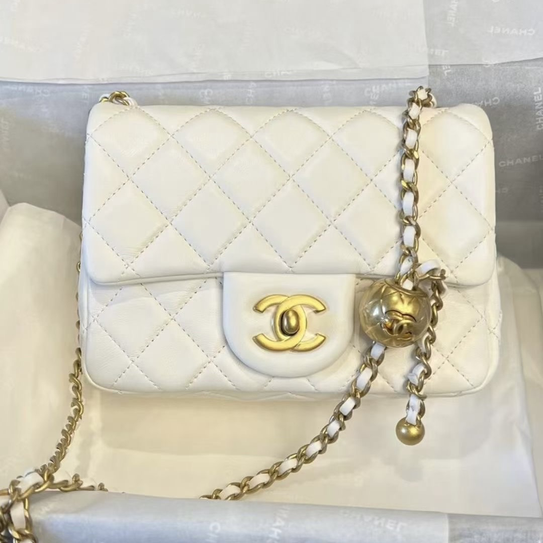未使用 Chanel/香奈儿 白金金球方胖子 芯片款 链条斜挎包