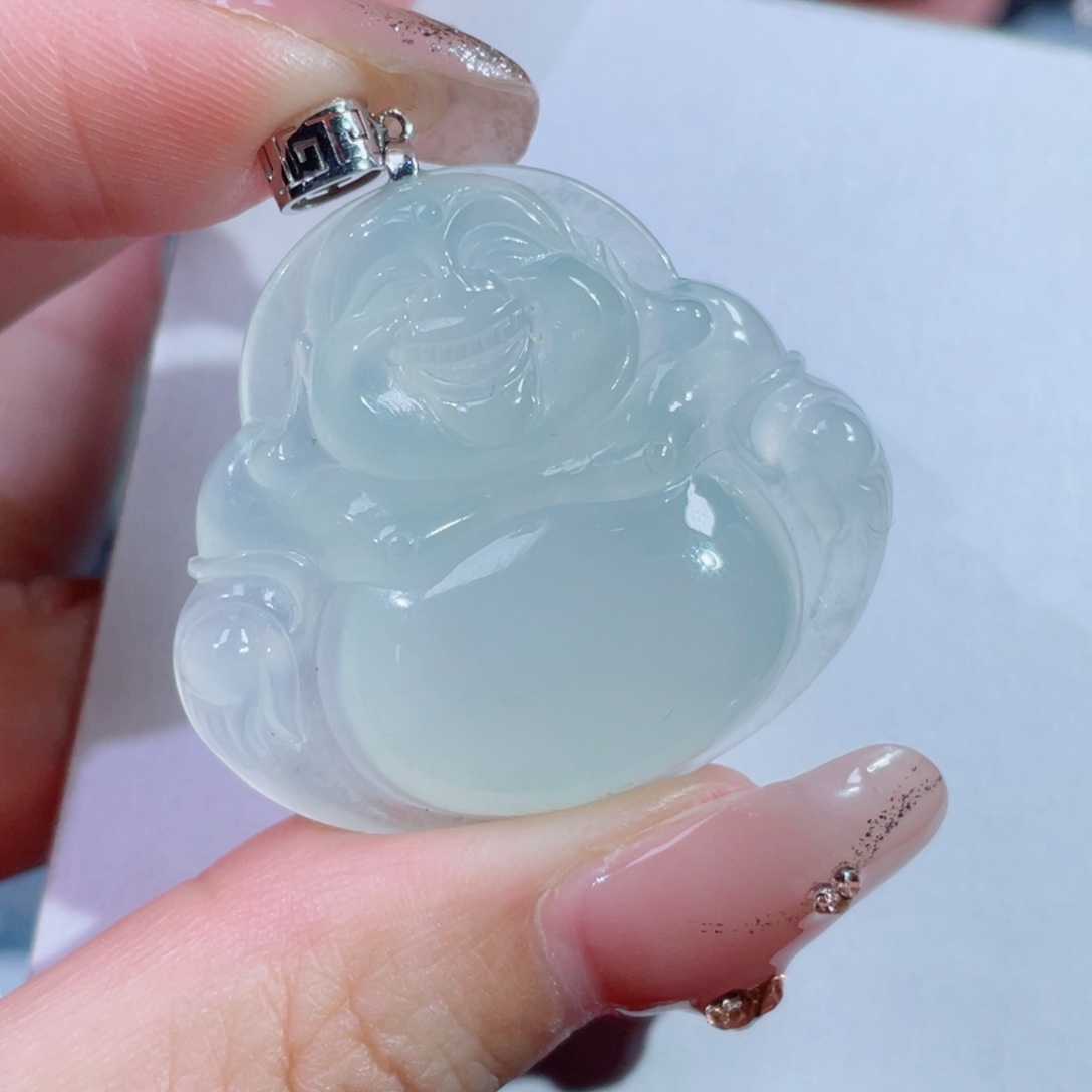 翡翠颈饰18K金镶嵌佛公