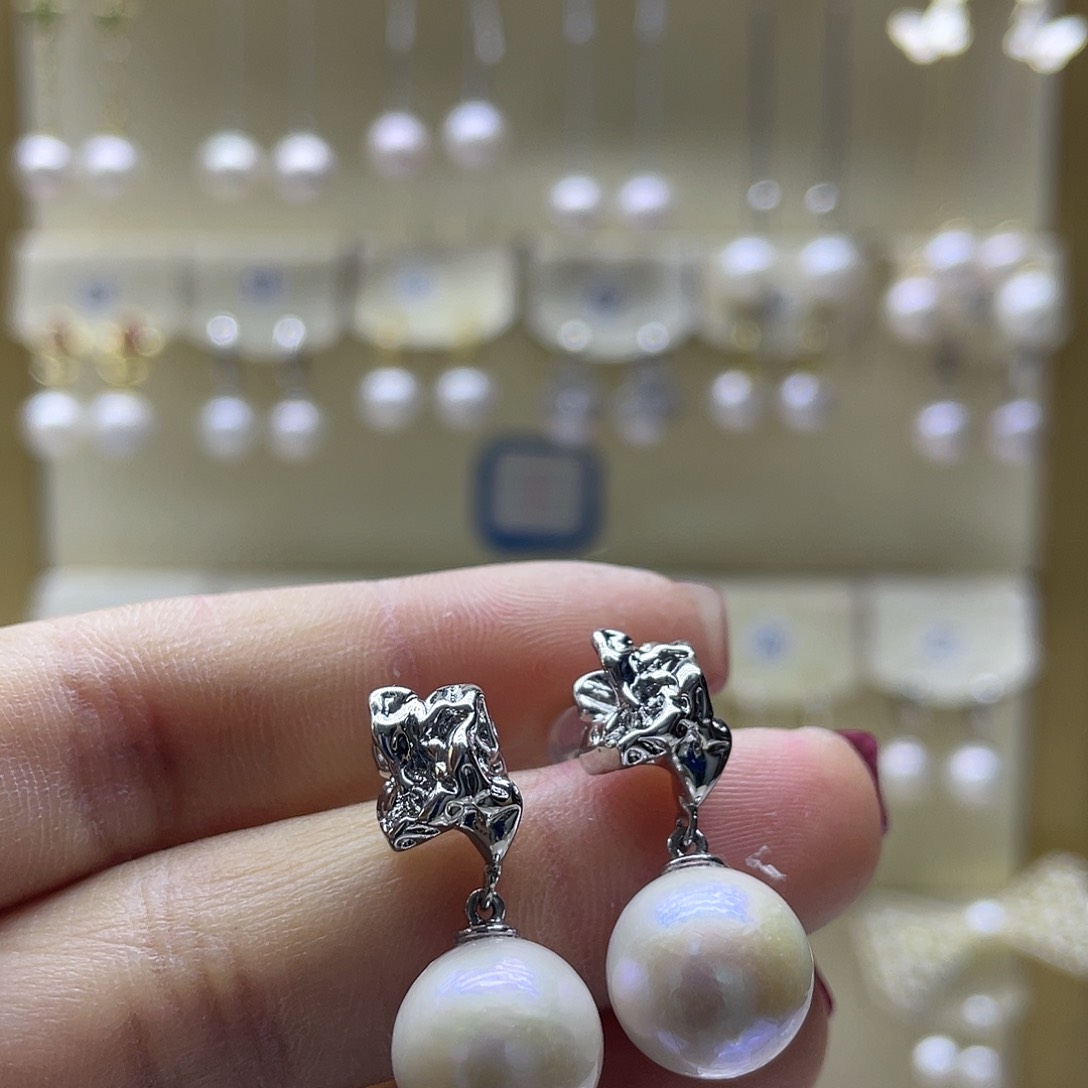 淡水珍珠耳饰银S925镶嵌