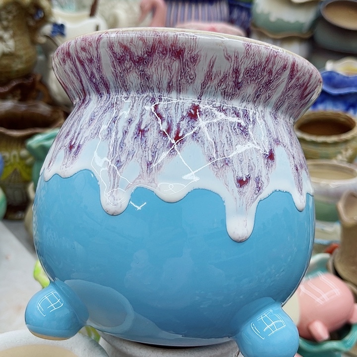 多肉绿陶瓷花盆9.9包邮，有孔