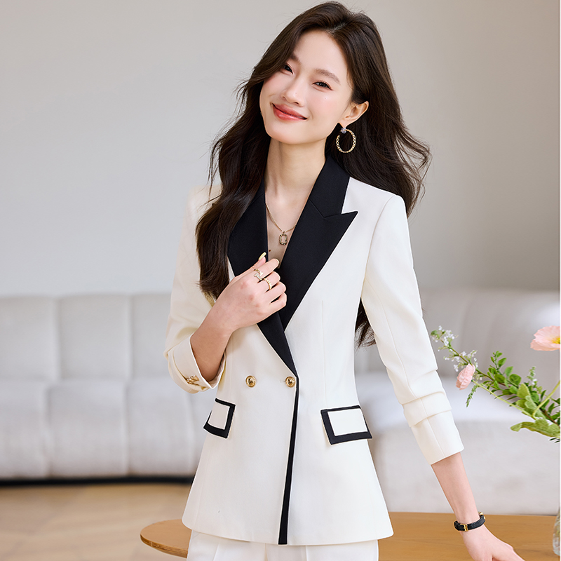春秋简约气质时尚白色西装上衣女韩版休闲单排扣西服YSY8971
