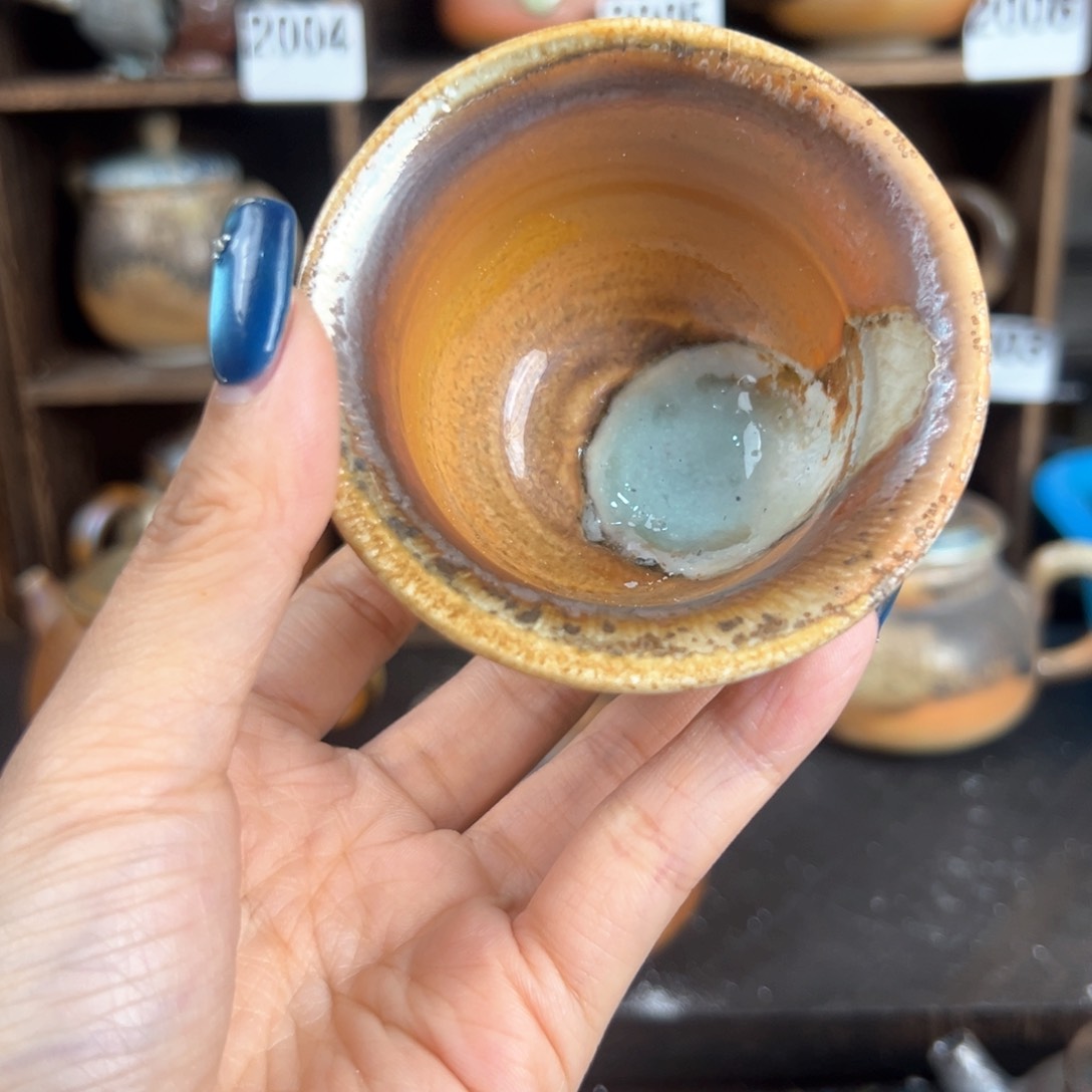 杯柴烧茶器中白主人杯