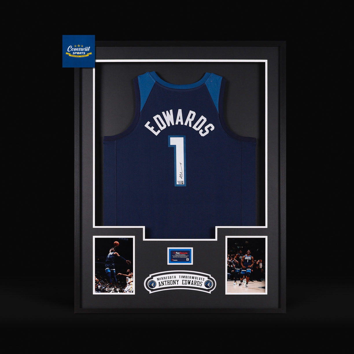 爱德华兹亲签森林狼SW球衣装裱版