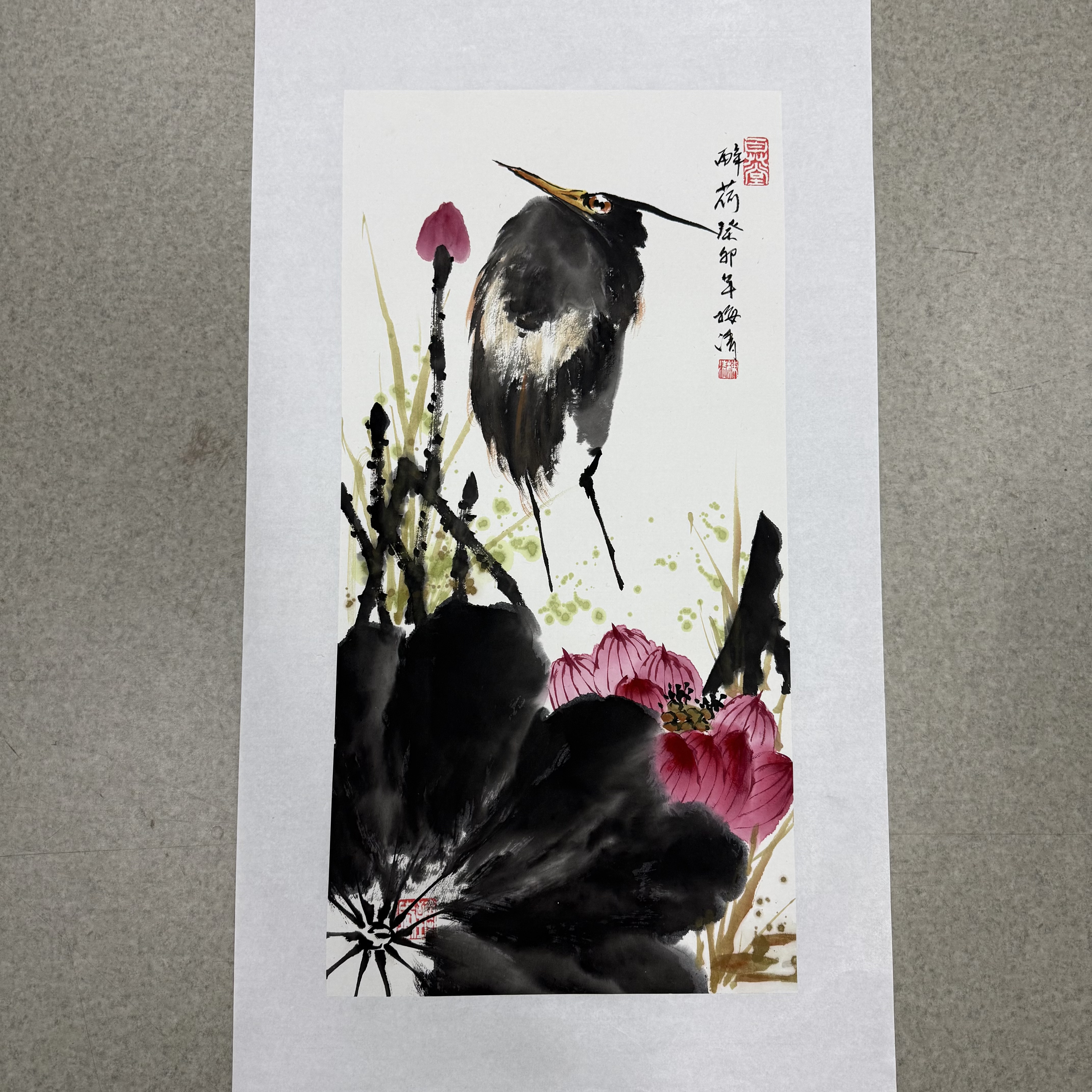 梅清绘画 2pc花鸟