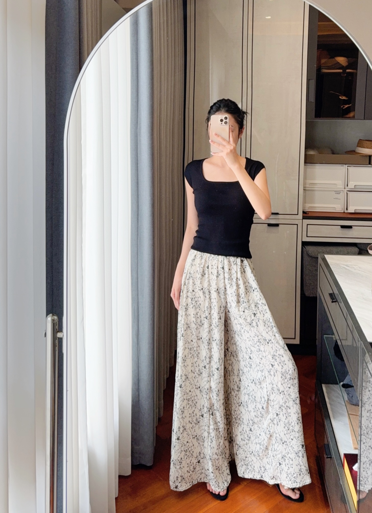 2025春夏【风吟碎雪】碎花雪纺时尚显瘦裙裤