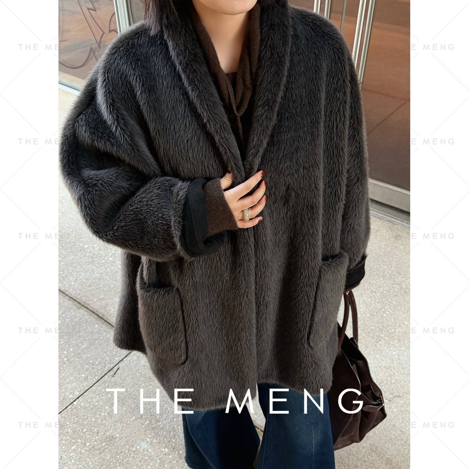 THE MENG【拿铁】高克重绵羊毛剪毛中古毛毛外套#M254A1779 LZ