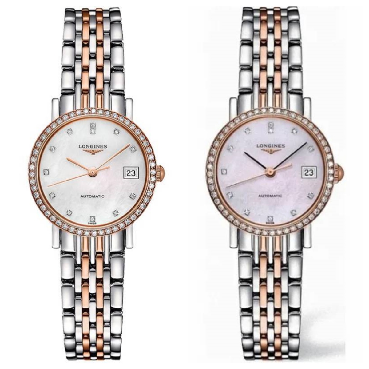 99新 Longines/浪琴 博雅309/机械/玫瑰金满钻/表径25.5mm/女士