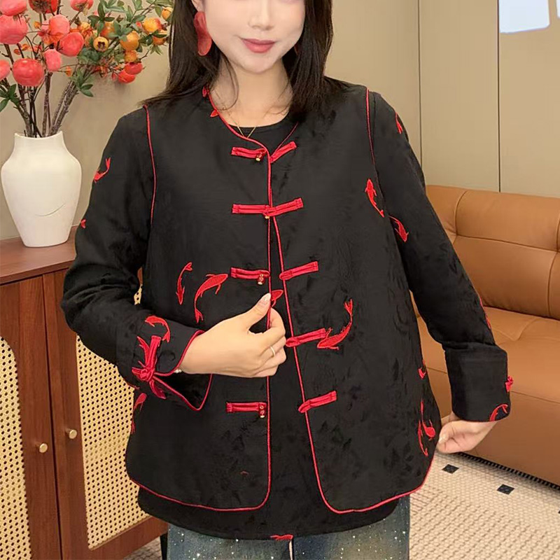 【锦轩阁】新年中式锦鲤刺绣复古时尚加棉马甲新中式国风女装723-77