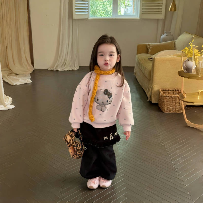 女童加绒套装2025新款儿童冬装洋气衣服女孩套头卫衣加绒裤两件套