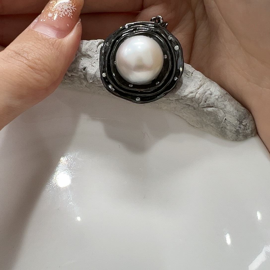 海水珍珠吊坠(不含链)银S925镶嵌