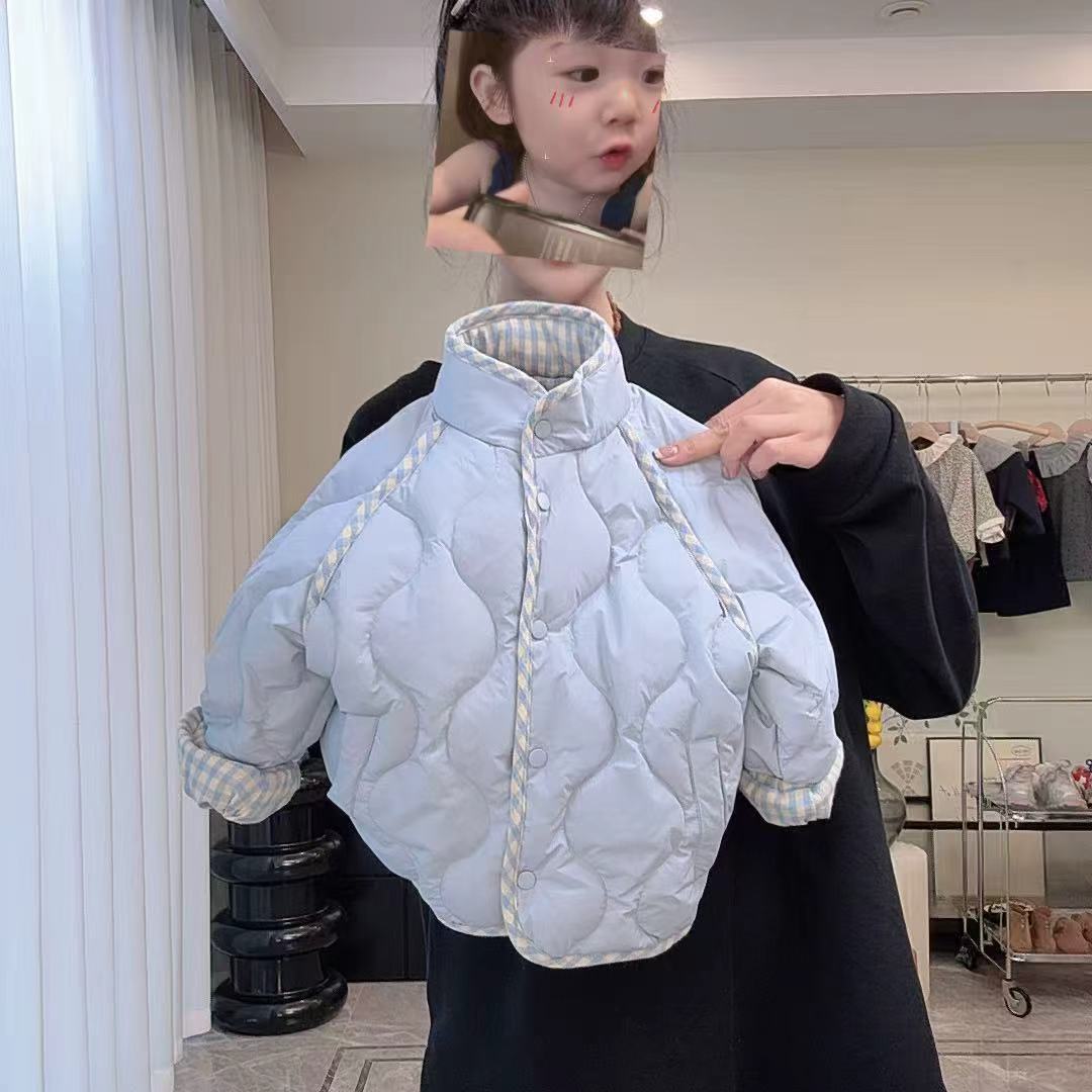 2025冬季装新款蓝色儿童女童宝宝童装休闲洋气加棉运动棉服外套