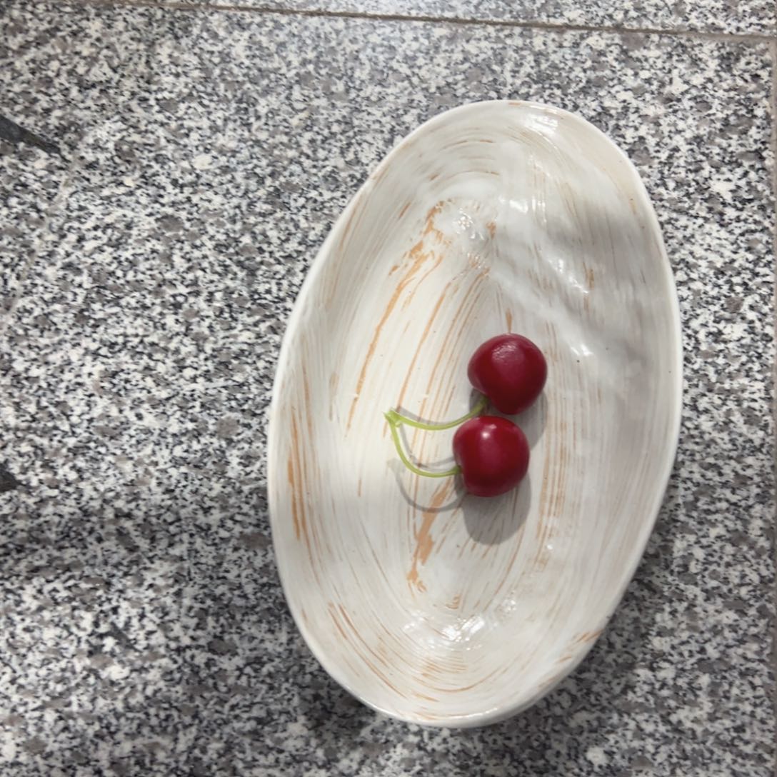 瓷小**飞粗陶柴烧10.3寸鱼盘