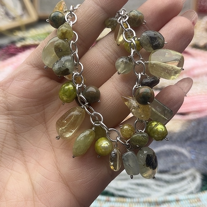 玛瑙/玉髓珠宝半成品未镶嵌天然石加珍珠手串1